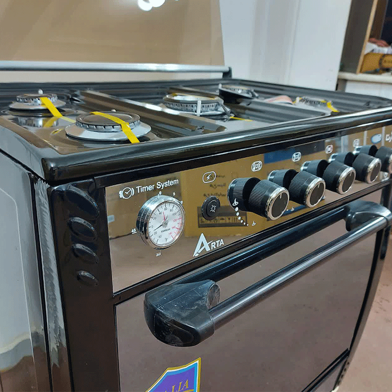 خرید اجاق5 شعله روشیشه مشکی محدب ایتالیایی ارتا رفلکس